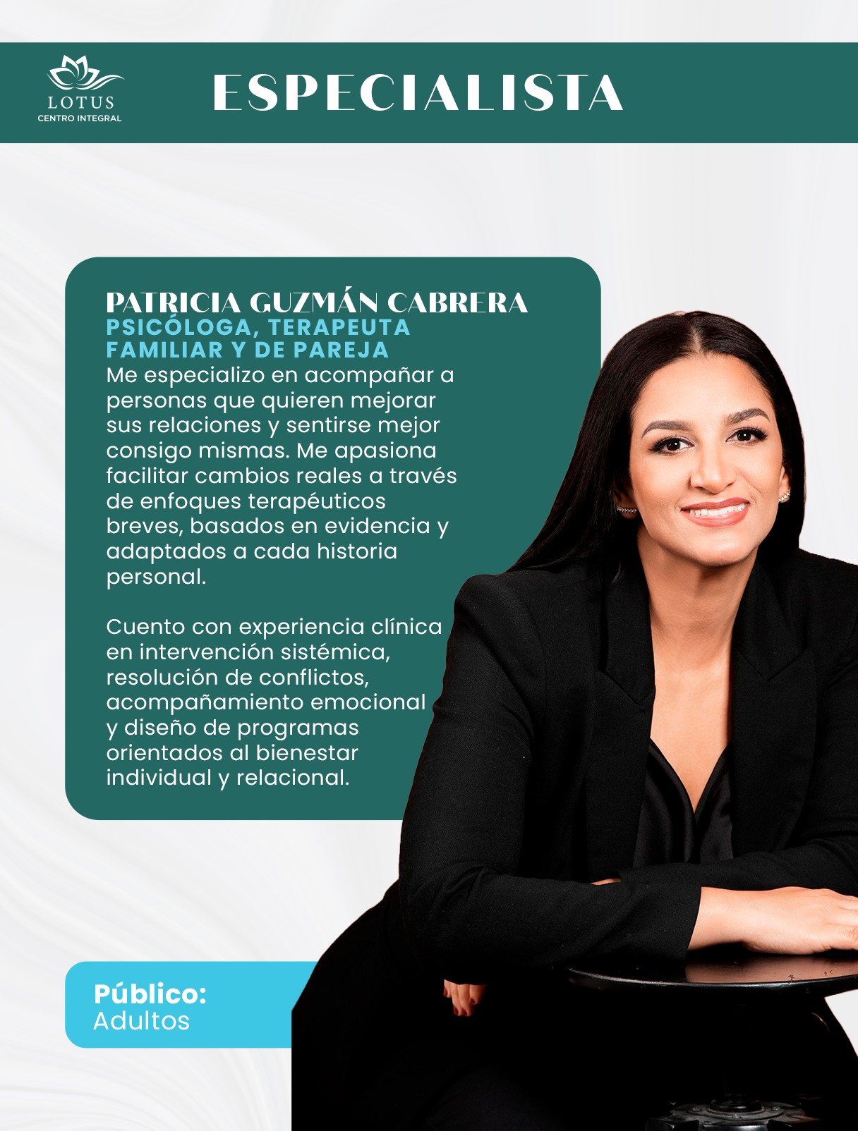 Lic. Patricia Guzmán, Psicóloga. Santo Domingo